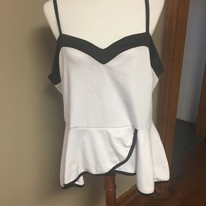 White & Black Peplum Charlotte Russe Top